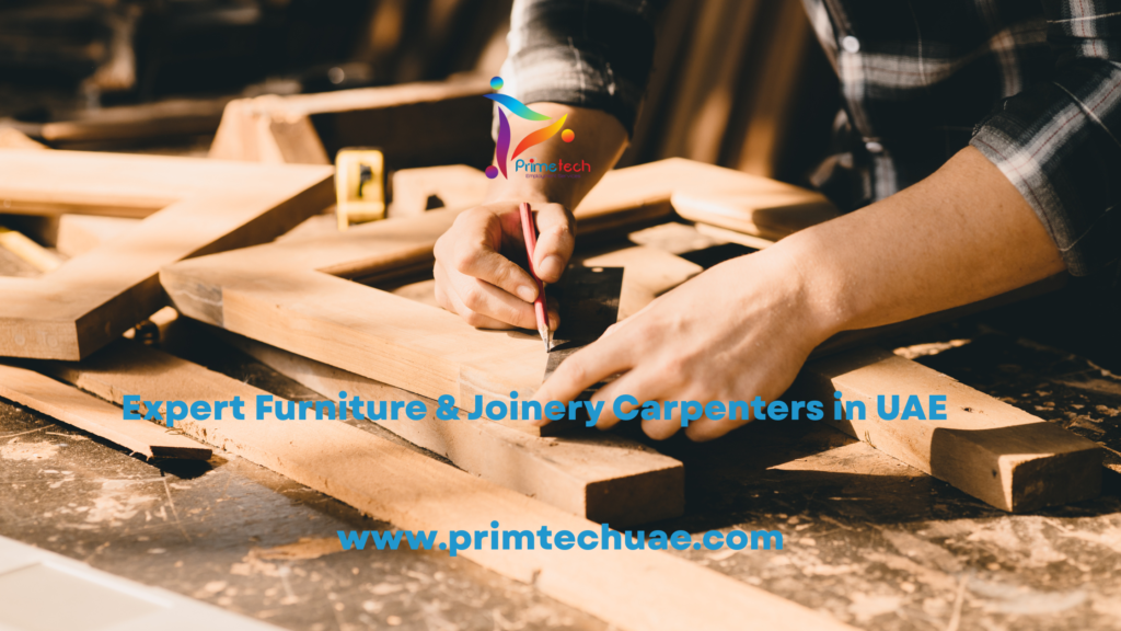 Professional furniture carpenters at work in Dubai UAE woodworking workshop